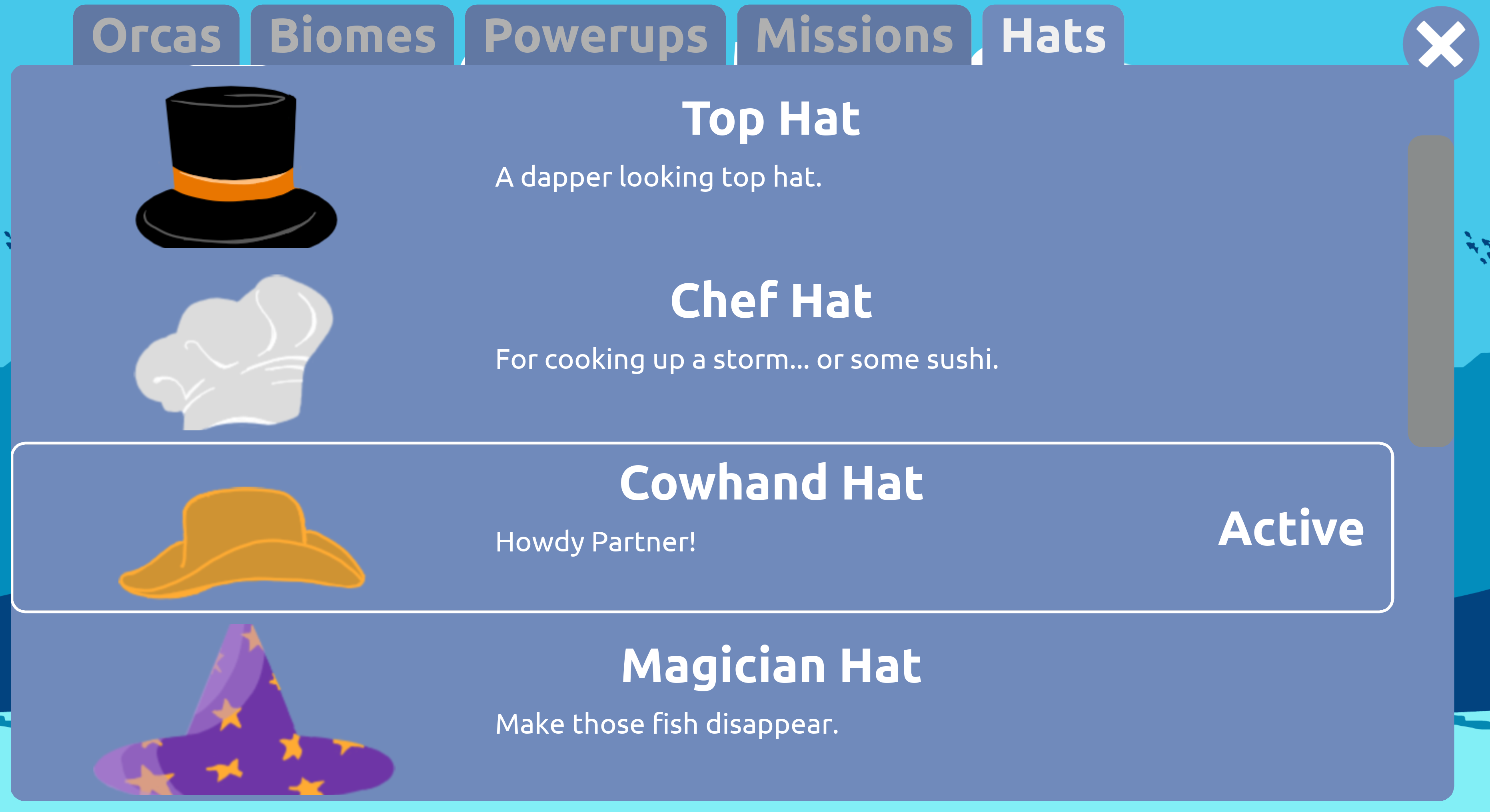 Hat menu